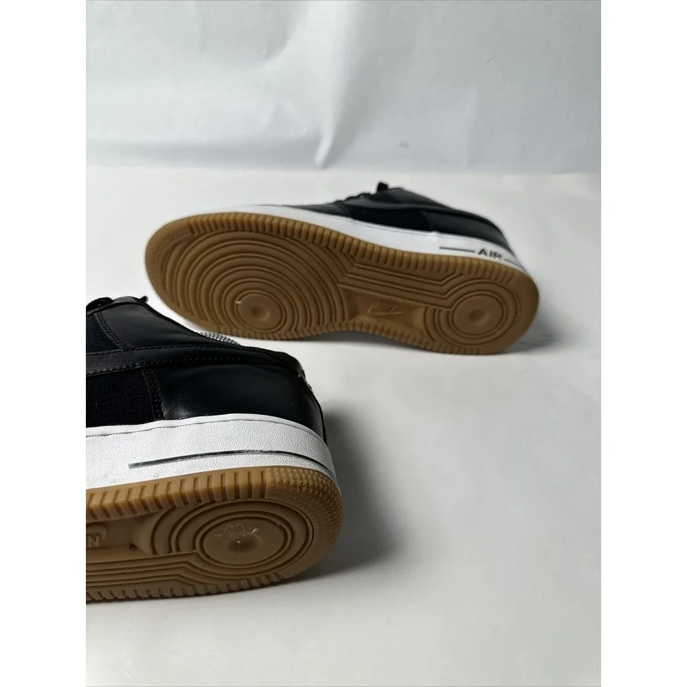 Men's NIKE AIR FORCE 1 (315122-043) Black Fabric & Leather Low Top Sneaker Sz 11